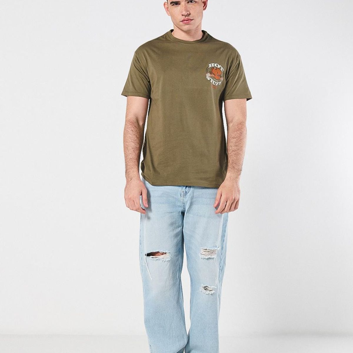 KOAJ - KOAJ Camiseta de Hot Stuff verde oscura con manga corta Hombre