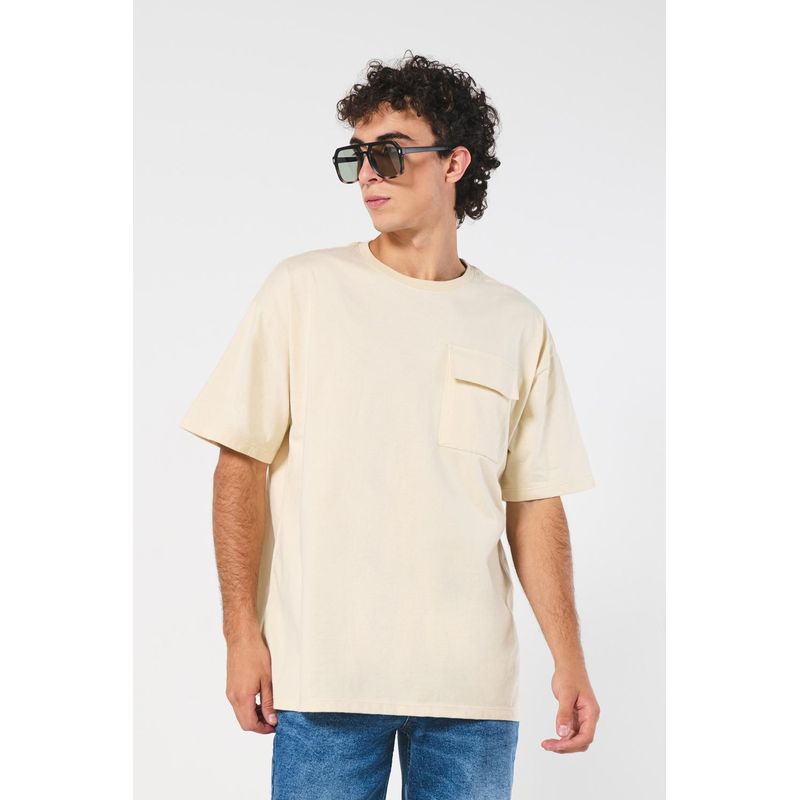 KOAJ - KOAJ Camiseta unicolor oversize con bolsillo y cuello redondo HOMBRE