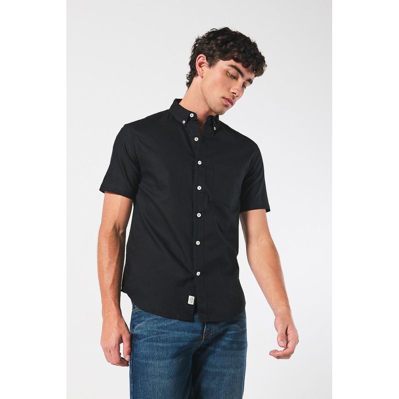 KOAJ - KOAJ Camisa unicolor en algodón con manga corta y bolsillo HOMBRE