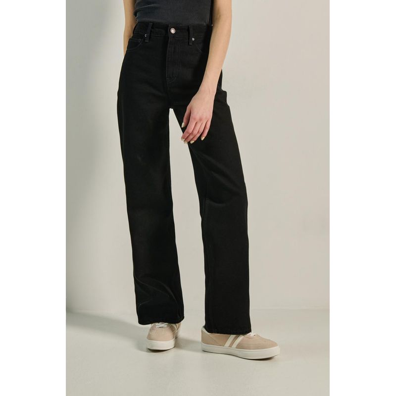 KOAJ - KOAJ Jean 90s tiro alto negro MUJER