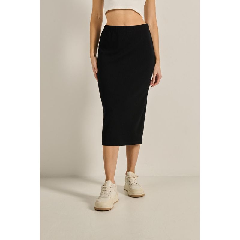 KOAJ - KOAJ Falda unicolor de silueta larga para mujer cuenta con tex MUJER