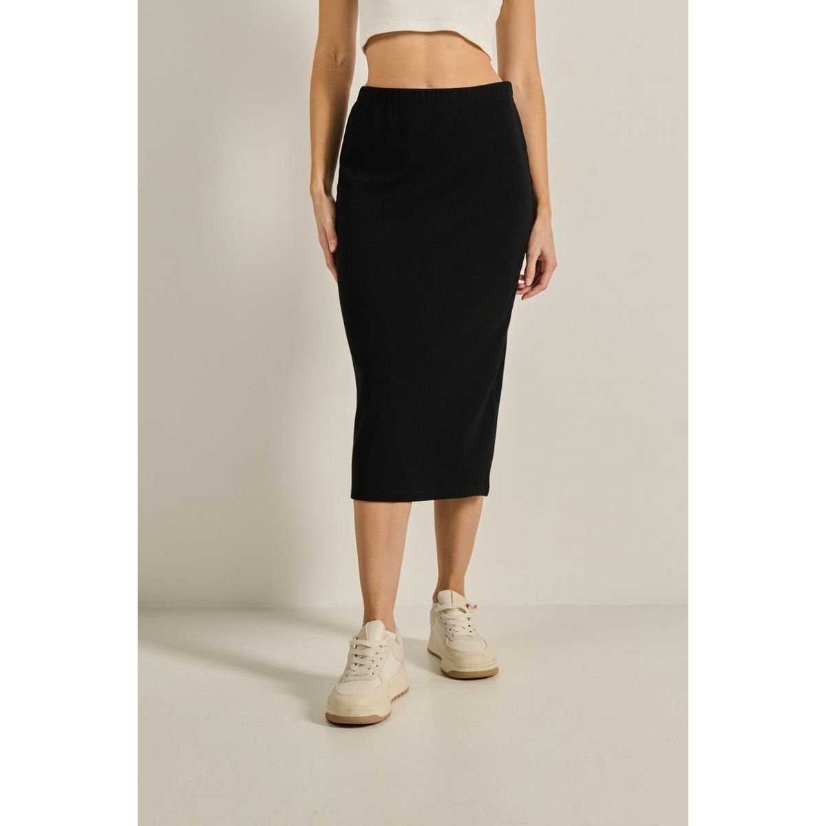 KOAJ - KOAJ Falda unicolor de silueta larga para mujer cuenta con t Mujer