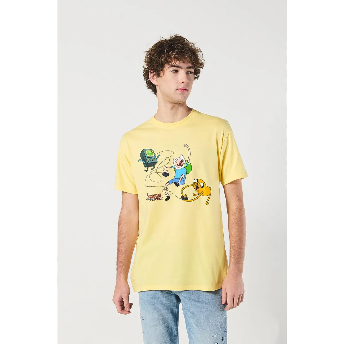 KOAJ - KOAJ Camiseta amarilla de Hora de Aventura con manga corta Hombre
