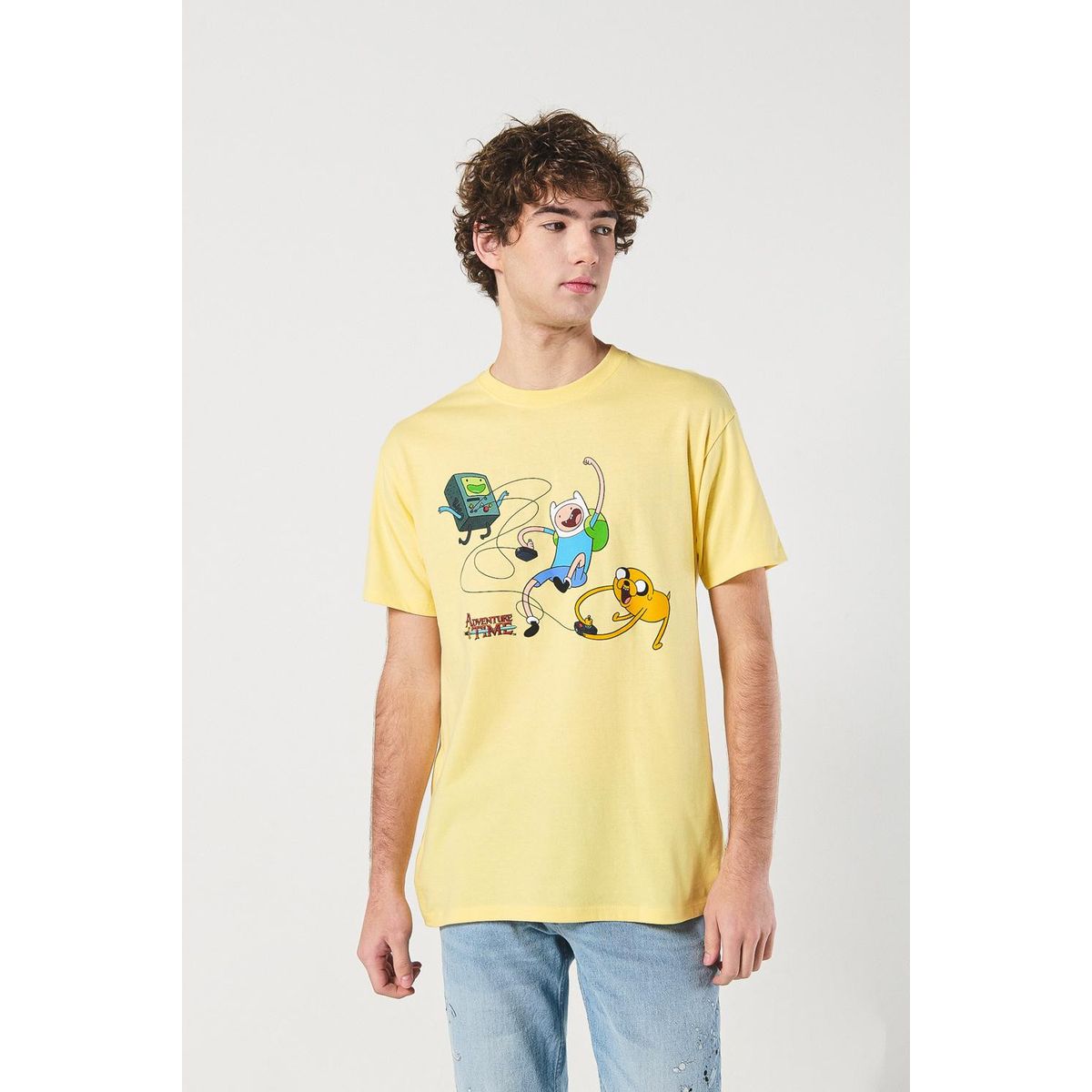 KOAJ - KOAJ Camiseta amarilla de Hora de Aventura con manga corta Hombre