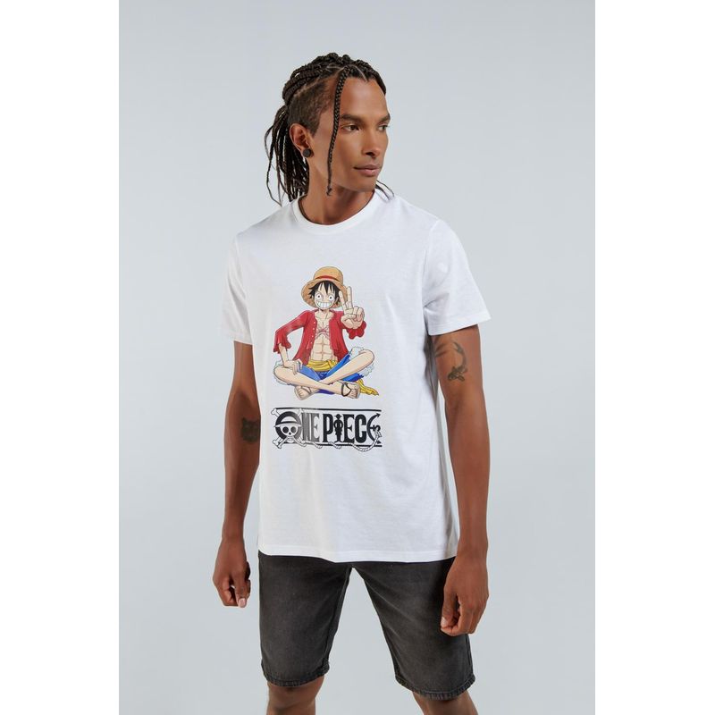 KOAJ - KOAJ Camiseta manga corta crema clara con estampado de One P HOMBRE