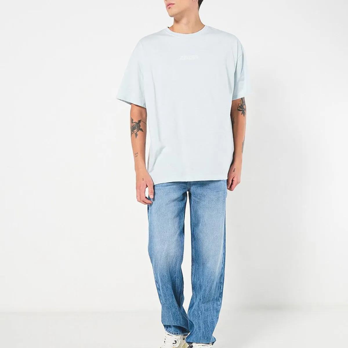 KOAJ - KOAJ Camiseta azul manga corta oversize con paisaje artísti Hombre