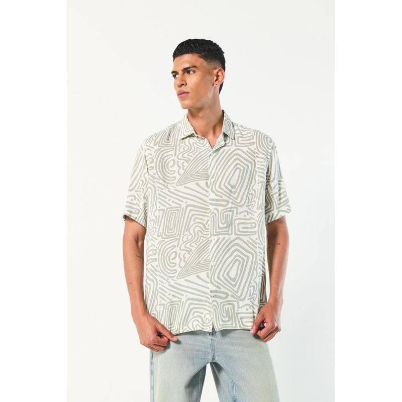 KOAJ - KOAJ Camisa estampada unicolor con manga corta y cuello spor Hombre
