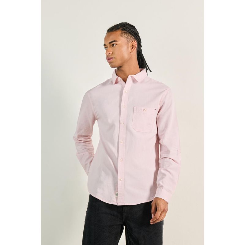 KOAJ - KOAJ Camisa manga larga unicolor con bolsillo cuadrado en fren HOMBRE