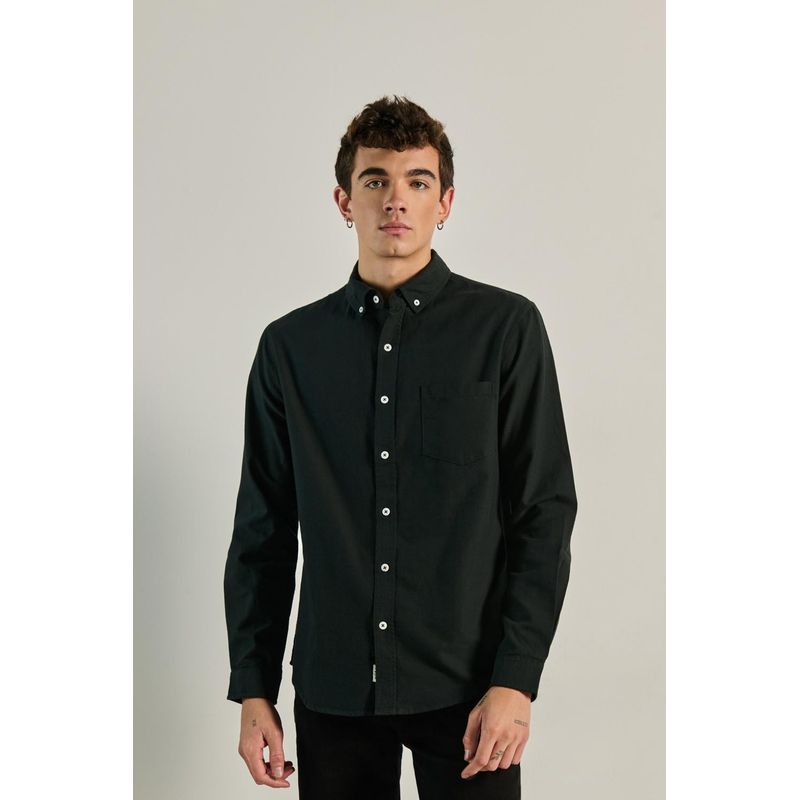 KOAJ - KOAJ Camisa unicolor con cuello button down y manga larga HOMBRE