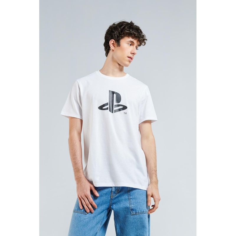 KOAJ - KOAJ Camiseta unicolor con diseÃ±o de PlayStation y manga co HOMBRE