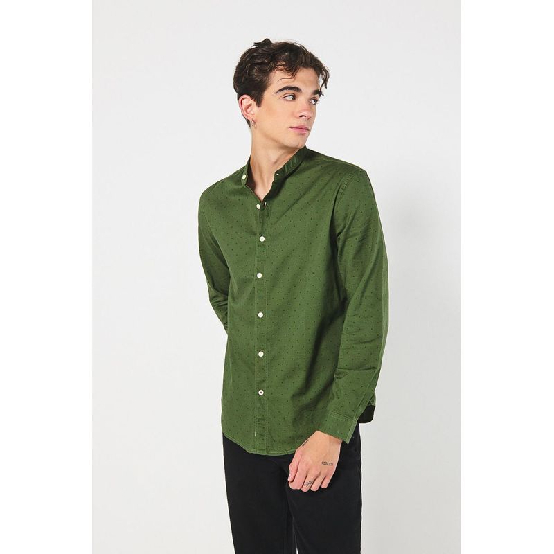 KOAJ - KOAJ Camisa cuello neru manga larga con estampacion de mini pr HOMBRE