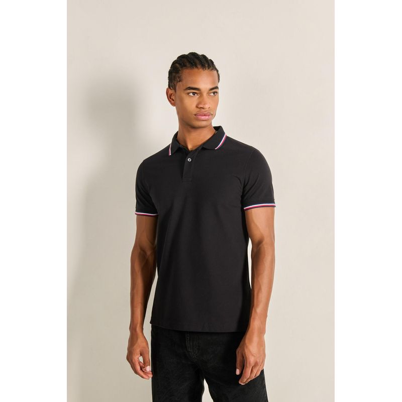 KOAJ - KOAJ Camiseta ajustada polo unicolor con manga corta y boton Hombre
