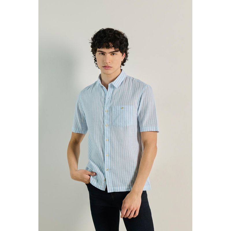 KOAJ - KOAJ Camisa sport collar, manga corta con tela fluida de rayas HOMBRE