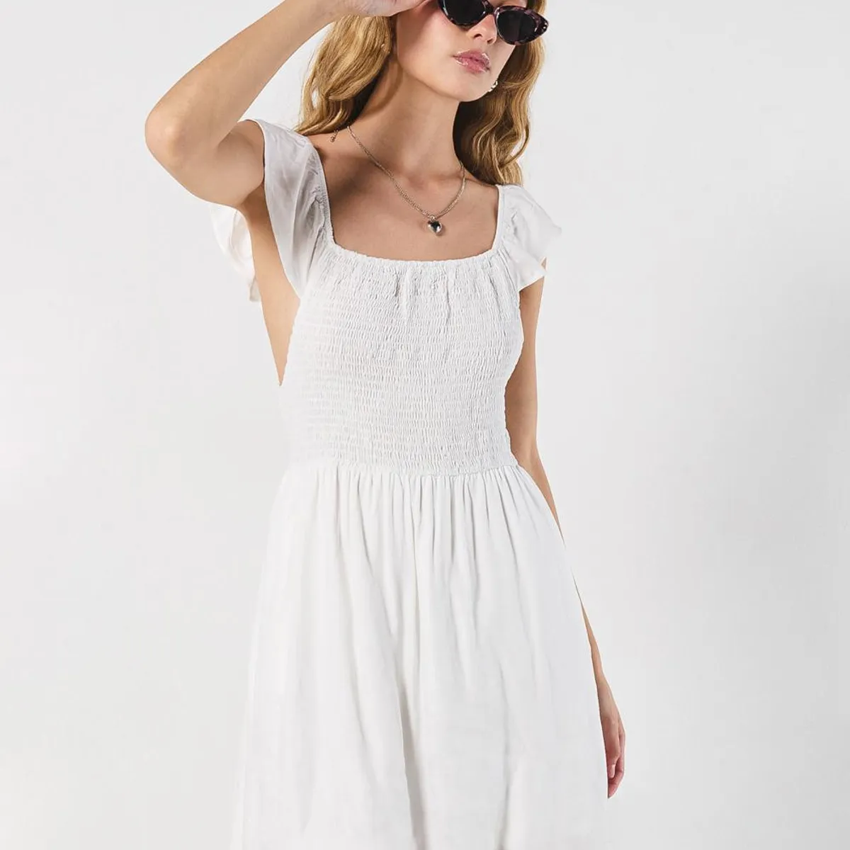 KOAJ - KOAJ Vestido crema claro corto manga sisa con golas Mujer