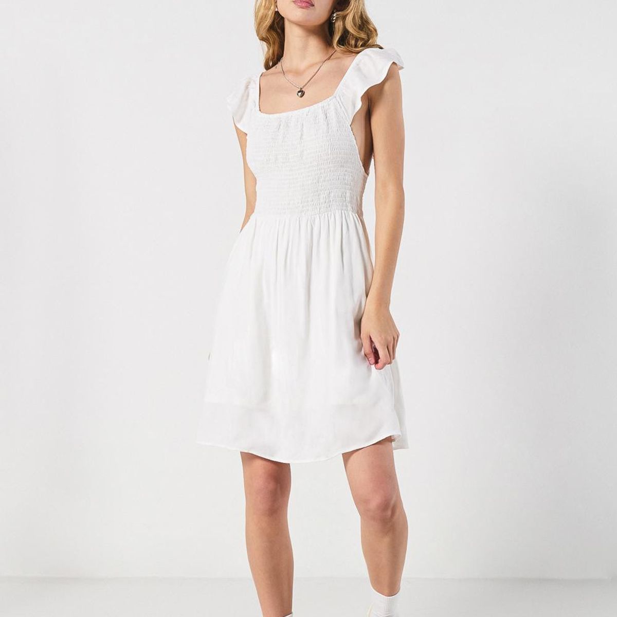 KOAJ - KOAJ Vestido crema claro corto manga sisa con golas Mujer