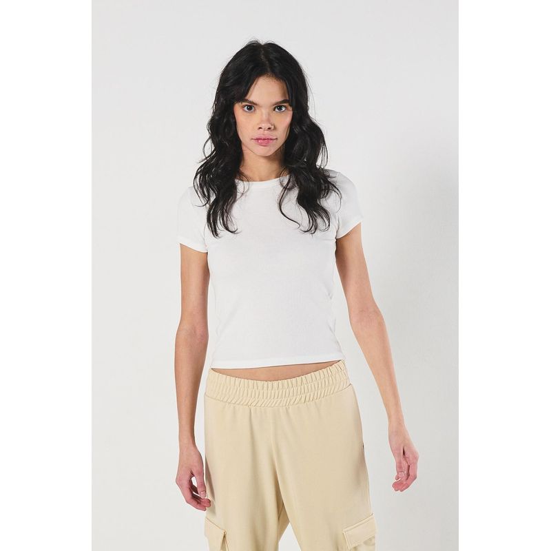 KOAJ - KOAJ Camiseta para mujer unicolor manga corta cuello redondo,  MUJER