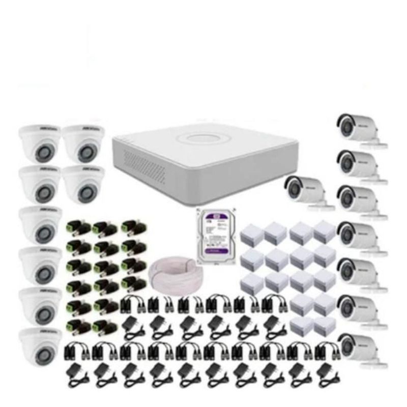 HIKVISION - Kit Hikvision Dvr 16ch + 16 Cámaras 1080p + Disco D. 1tb