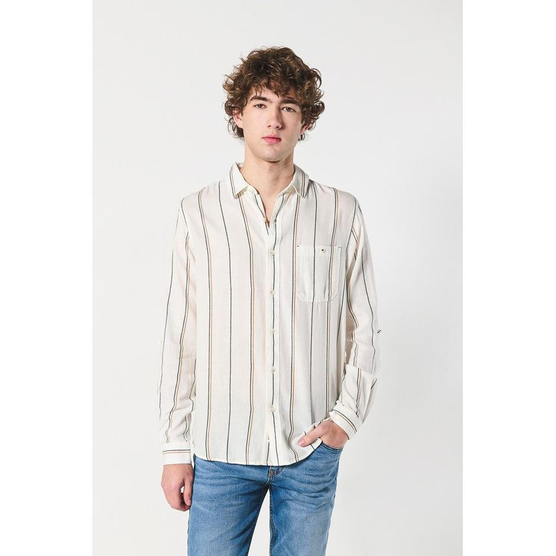 KOAJ - KOAJ Camisa a rayas en tela 100% Algodón con textura HOMBRE