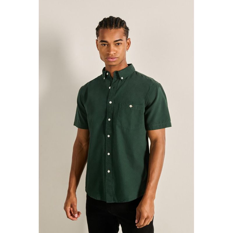 Button Down Camisas Manga Corta Koaj KOAJ Camisa Unicolor Con