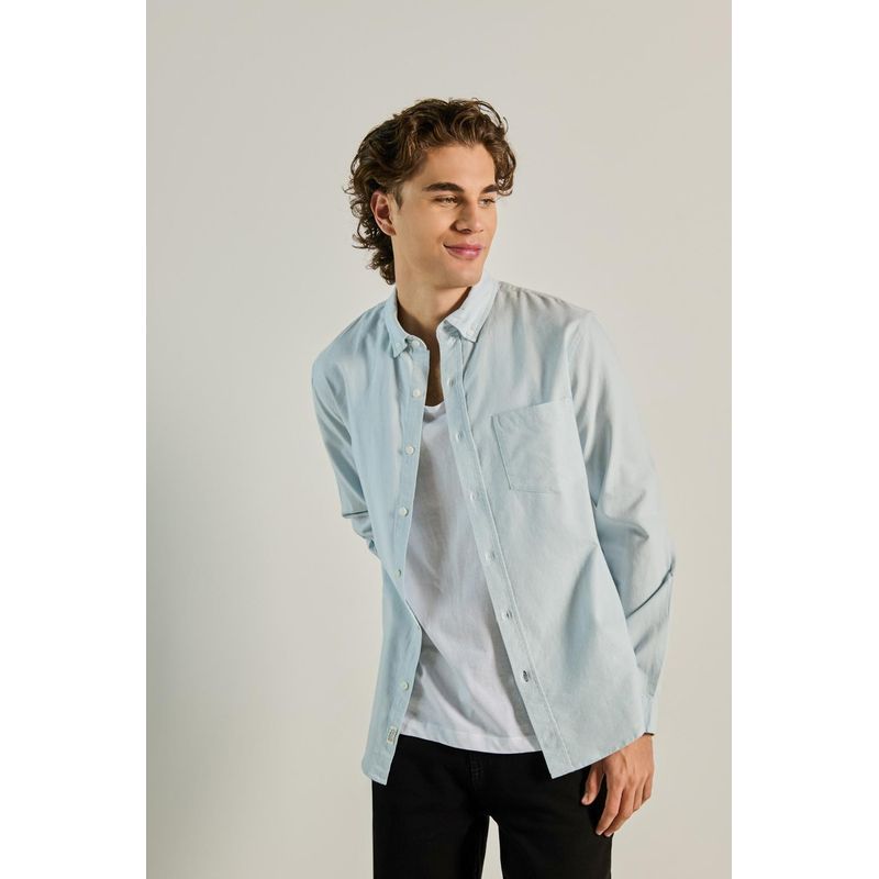 KOAJ - KOAJ Camisa unicolor con cuello button down y manga larga HOMBRE