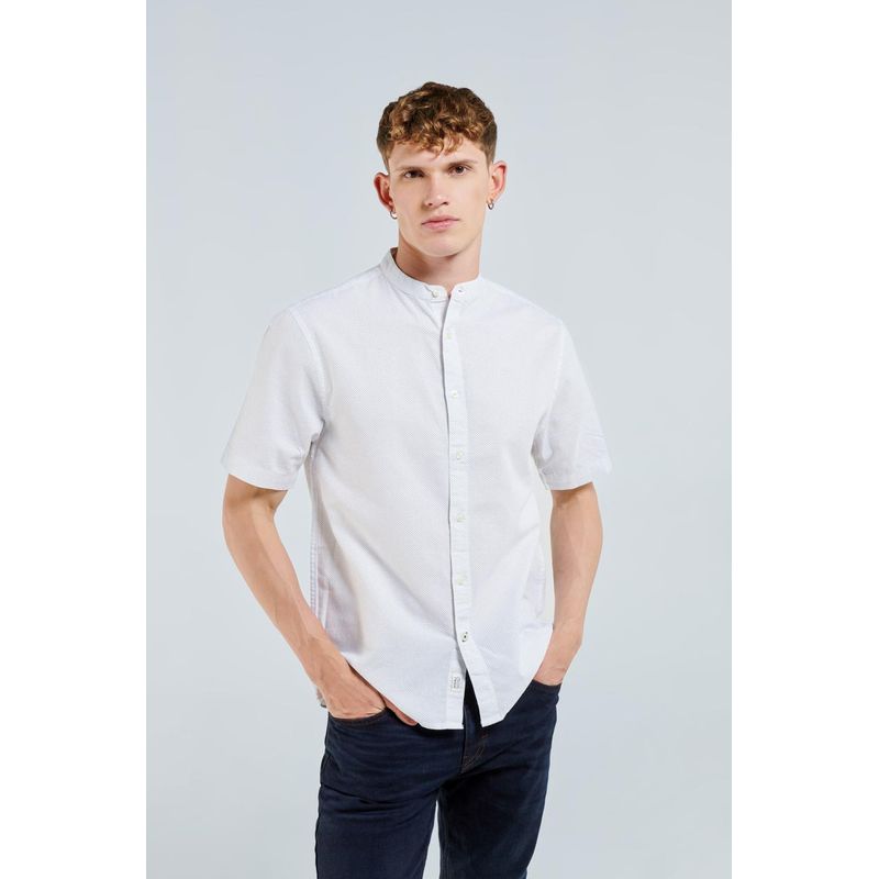KOAJ - KOAJ Camisa en Oxford unicolor estampada con manga corta y cue HOMBRE