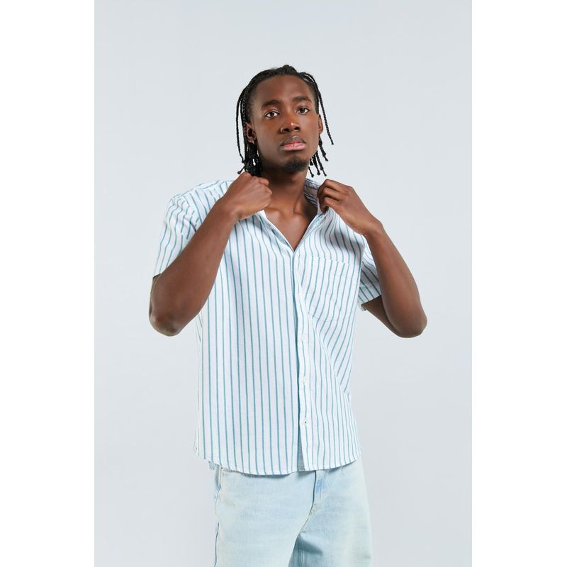 KOAJ - KOAJ Camisa a rayas unicolor con manga corta y cuello sport HOMBRE