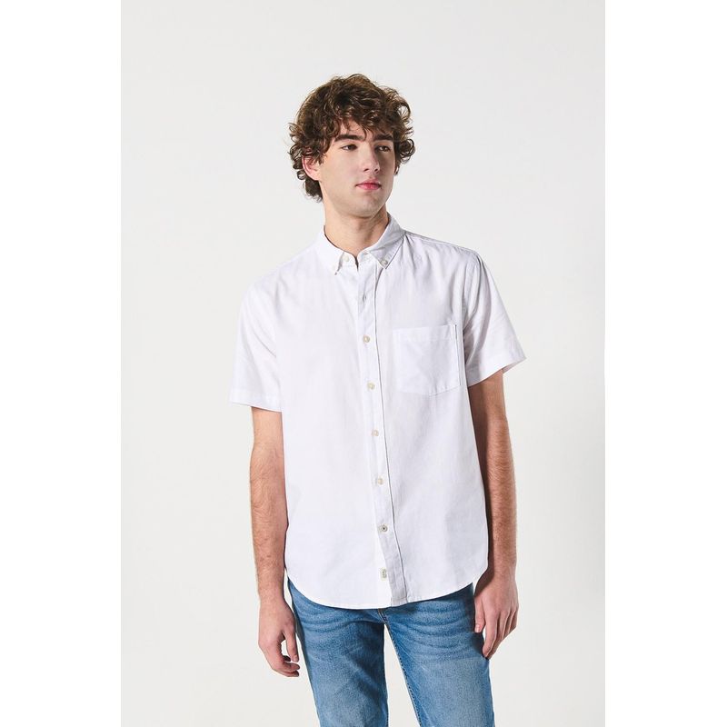KOAJ - KOAJ Camisa unicolor en algodón con manga corta y bolsillo HOMBRE
