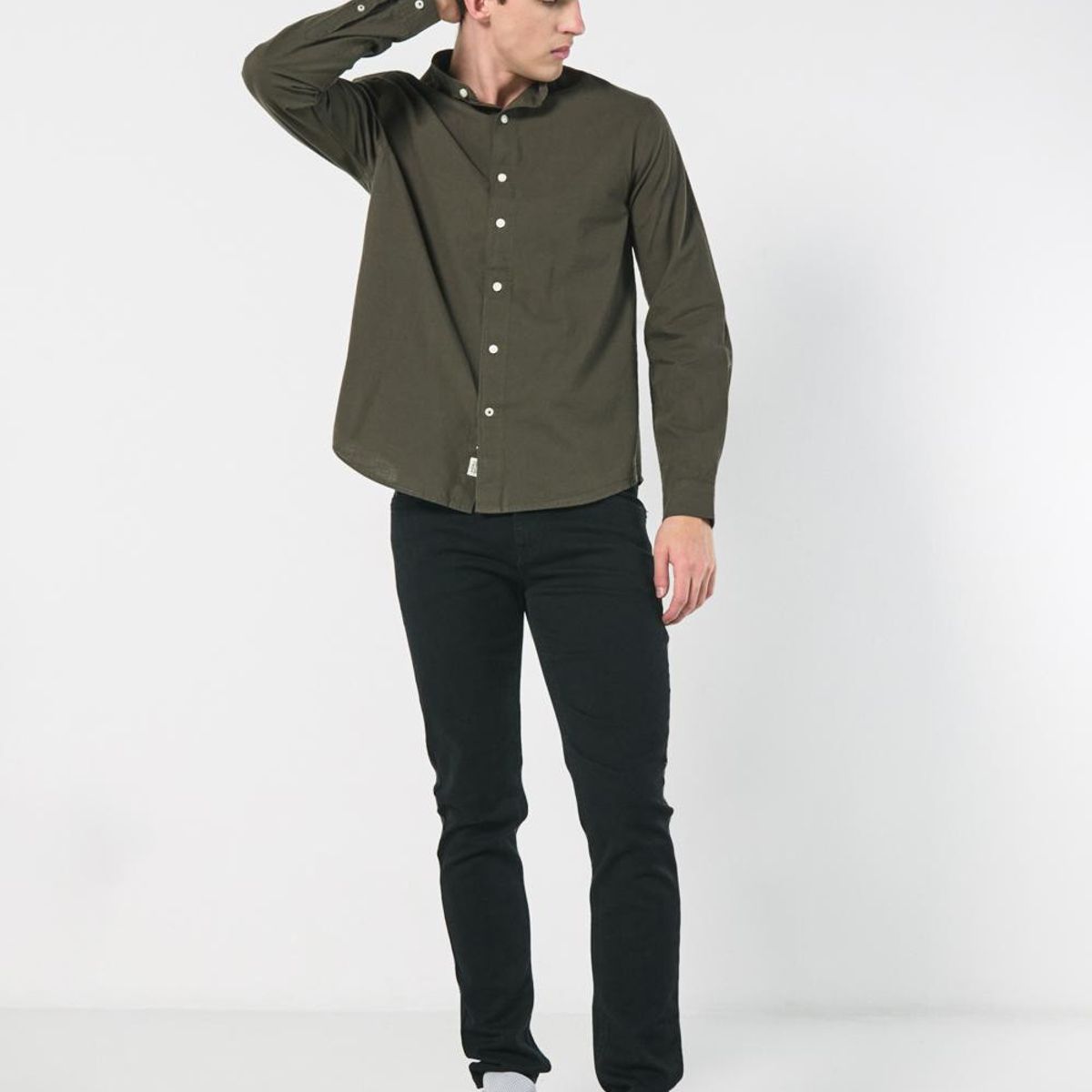 KOAJ - KOAJ Camisa cuello nerú unicolor en algodón con botones Hombre