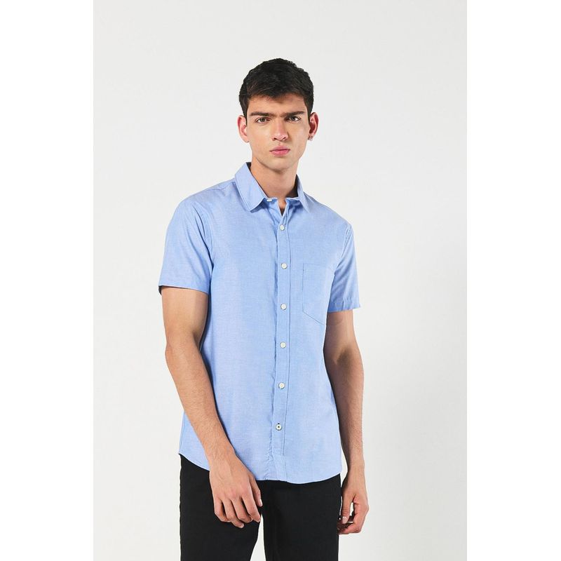 KOAJ - KOAJ Camisa en algodón unicolor con bolsillo y manga corta Hombre
