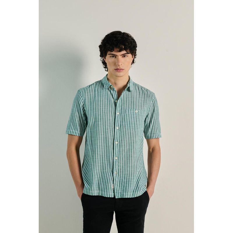 KOAJ - KOAJ Camisa sport collar, manga corta con tela fluida de rayas HOMBRE