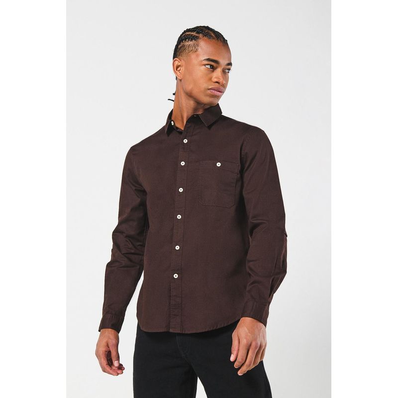 KOAJ - KOAJ Camisa unicolor con manga larga y bolsillo cuadrado HOMBRE