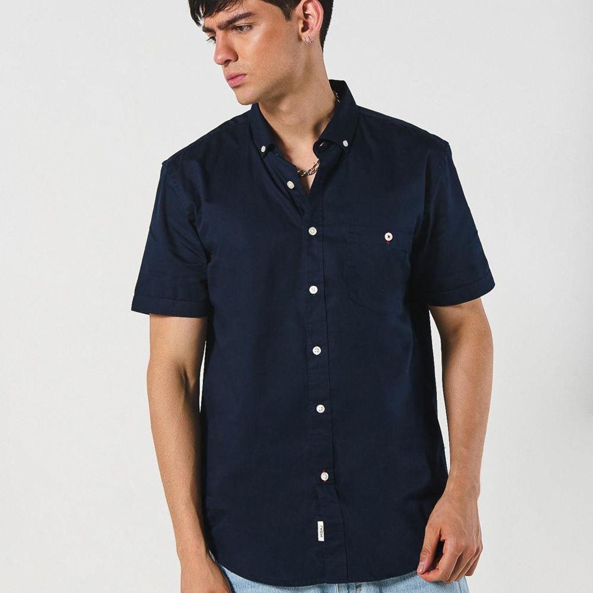KOAJ - KOAJ Camisa unicolor en algodón con cuello button down Hombre