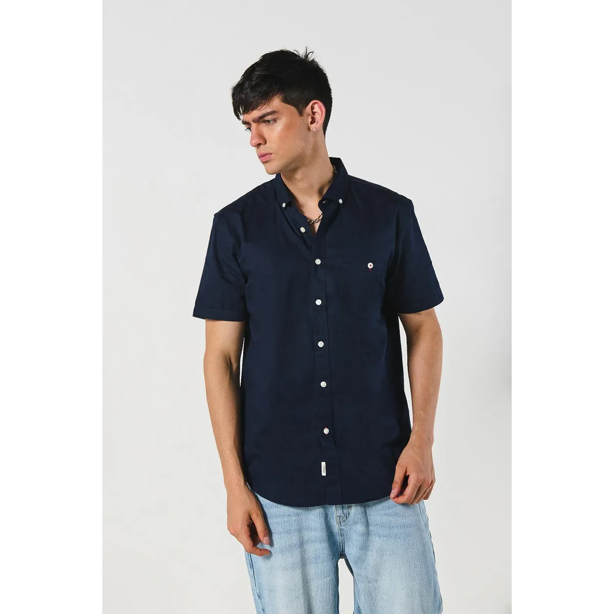 KOAJ - KOAJ Camisa unicolor en algodón con cuello button down Hombre