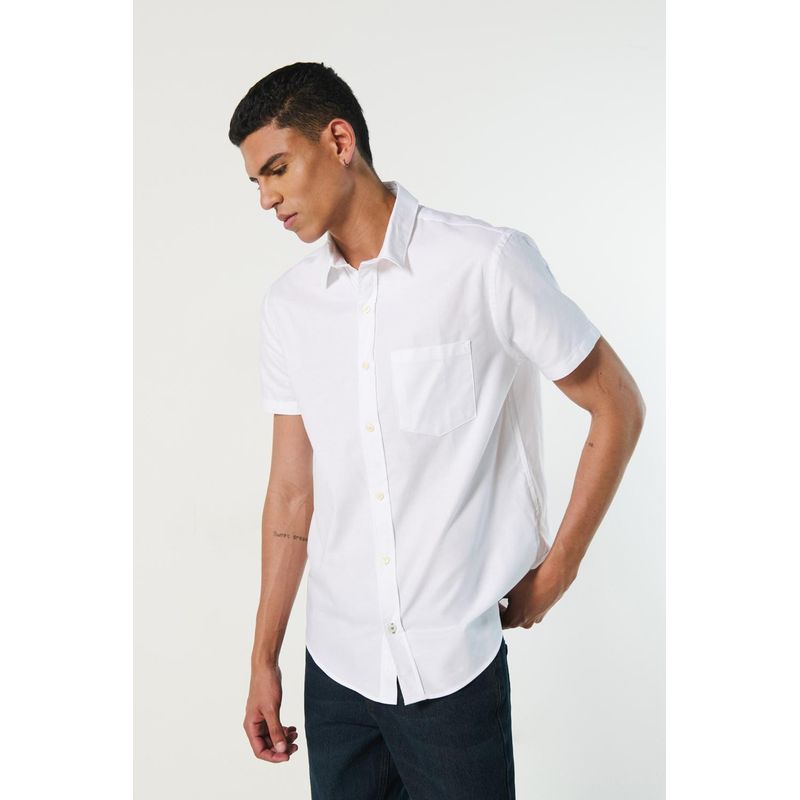 KOAJ - KOAJ Camisa en algodón unicolor con bolsillo y manga corta HOMBRE