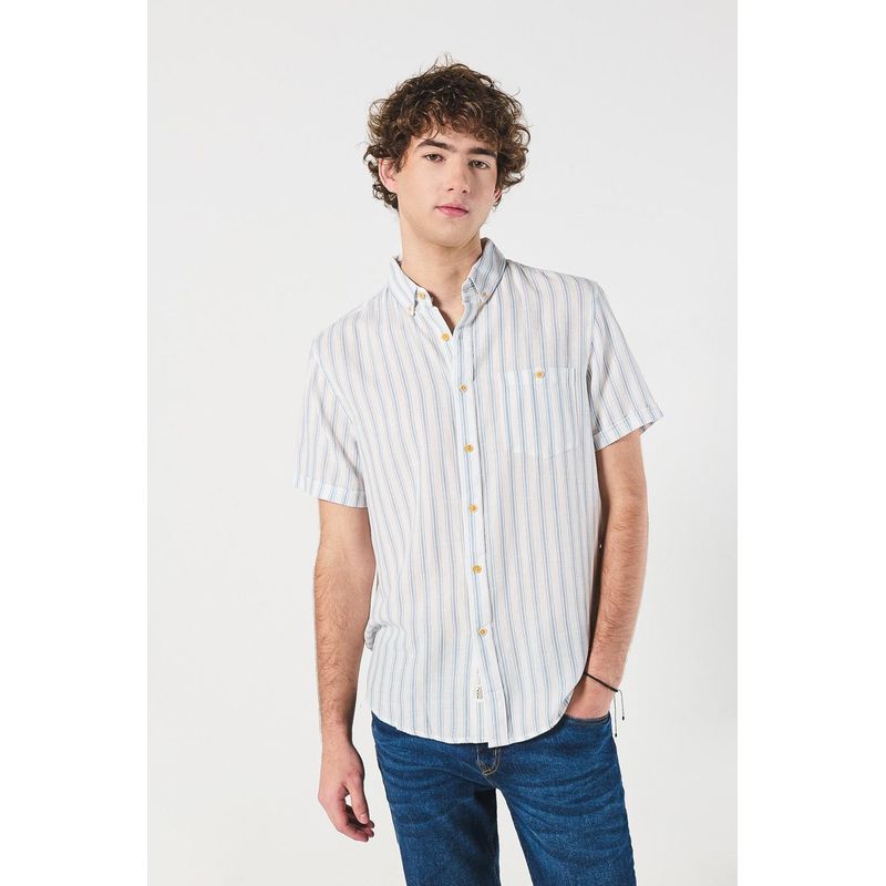 KOAJ - KOAJ Camisa con cuello button down, manga corta a rayas HOMBRE