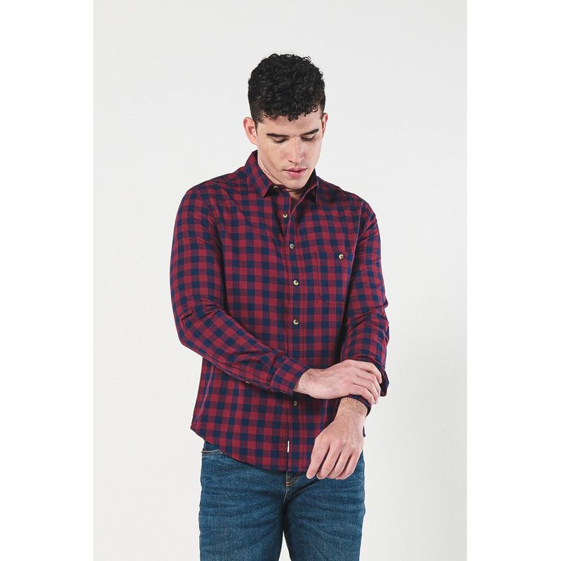 KOAJ - KOAJ Camisa cuello sport, manga larga con tela de diseño de cu HOMBRE