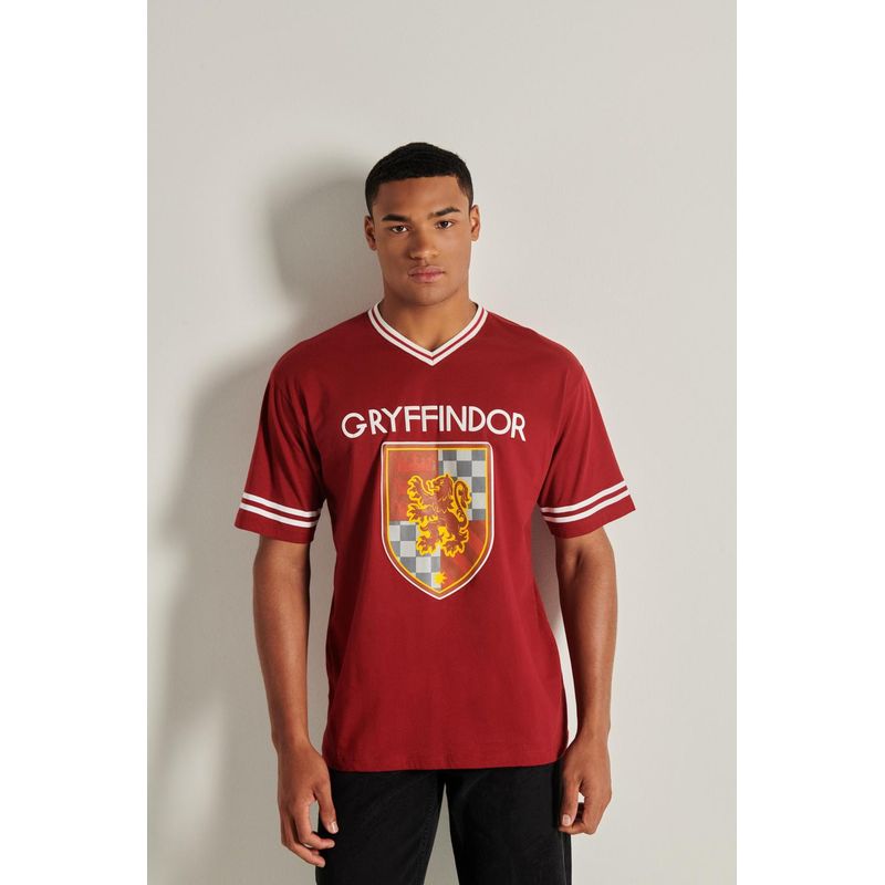 KOAJ - KOAJ Camiseta roja oscura con diseño de Harry Potter y cuello  HOMBRE