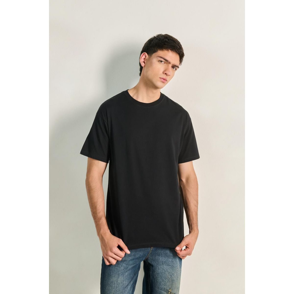 KOAJ - KOAJ Camiseta unicolor manga corta con diseño racer en espal Hombre