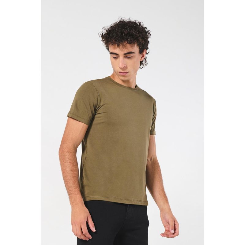 KOAJ - KOAJ Camiseta unicolor en viscosa ajustada con cuello redondo HOMBRE