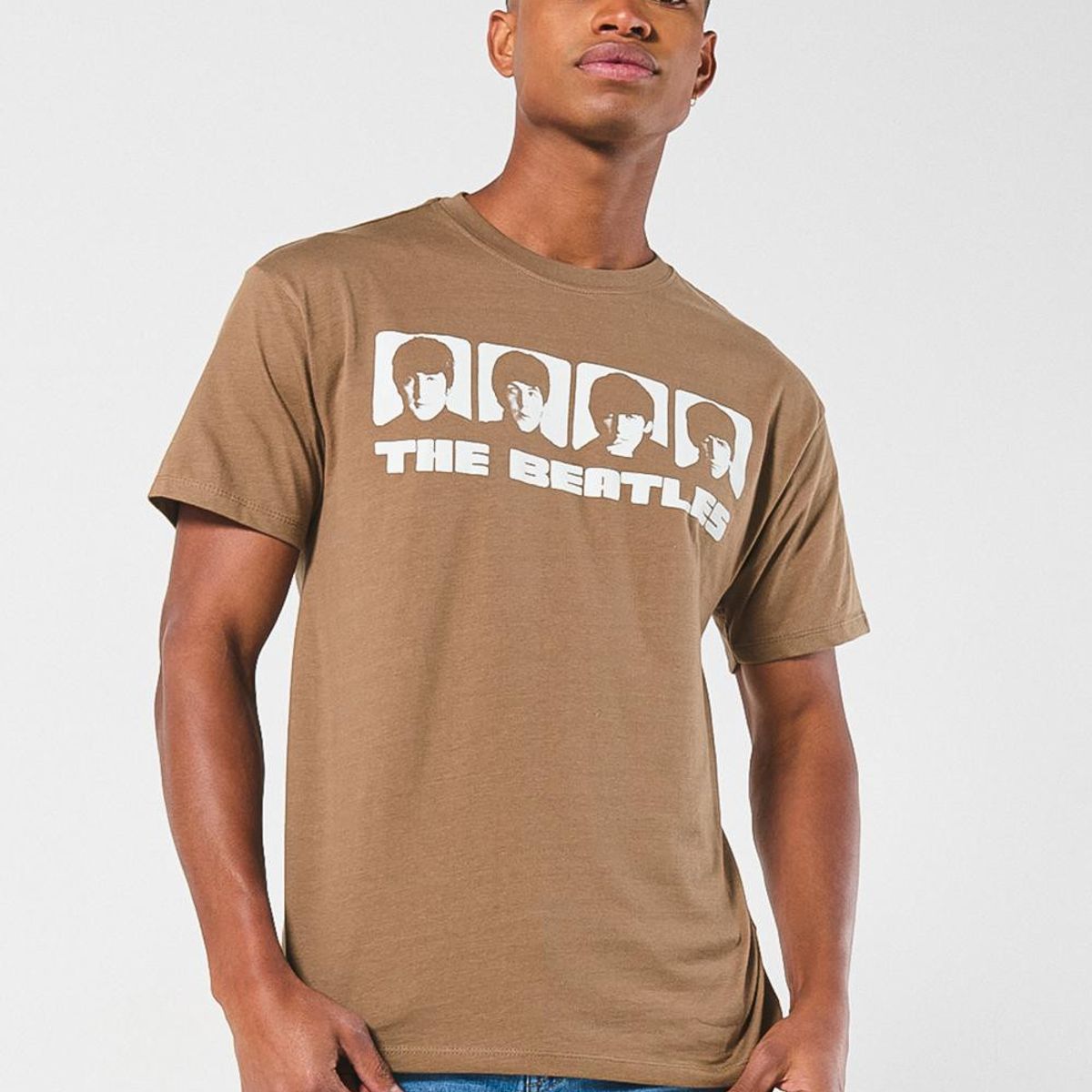 KOAJ - KOAJ Camiseta café cuello redondo con arte de The Beatles Hombre