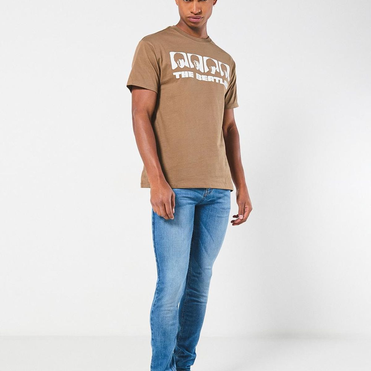 KOAJ - KOAJ Camiseta café cuello redondo con arte de The Beatles Hombre