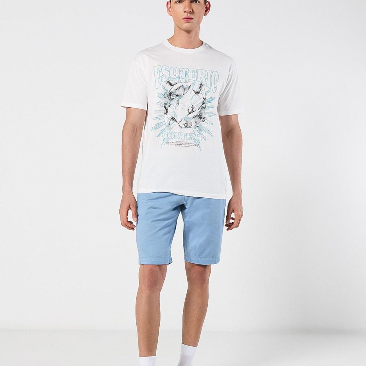 KOAJ - KOAJ Camiseta manga corta crema con estampado esotérico Hombre