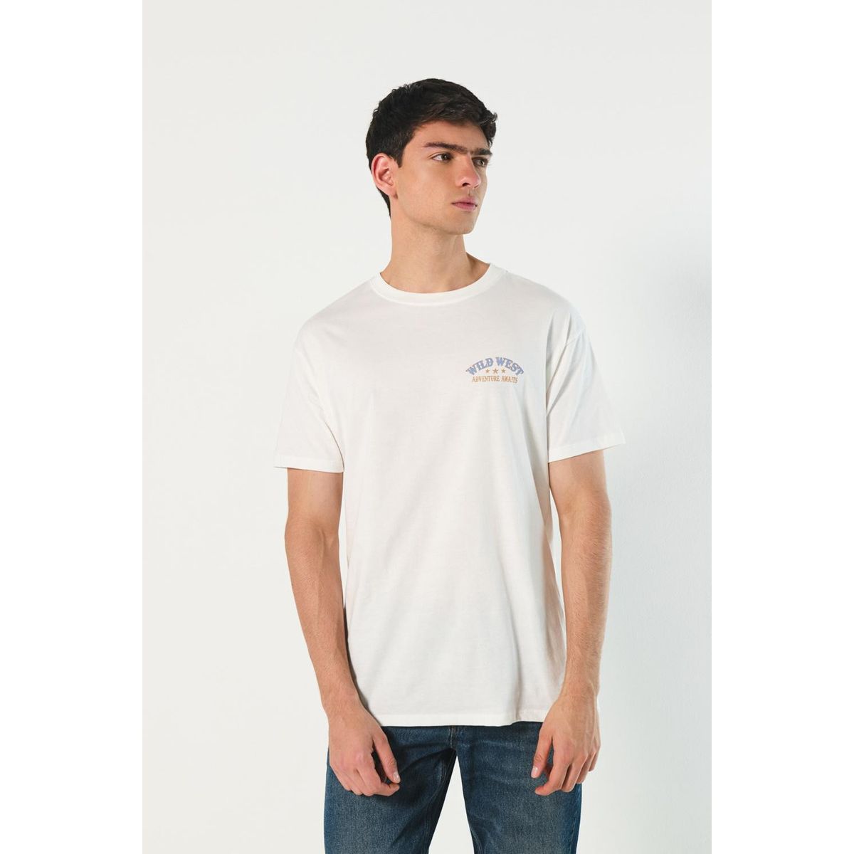 KOAJ - KOAJ Camiseta unicolor manga corta con estampados vaqueros Hombre