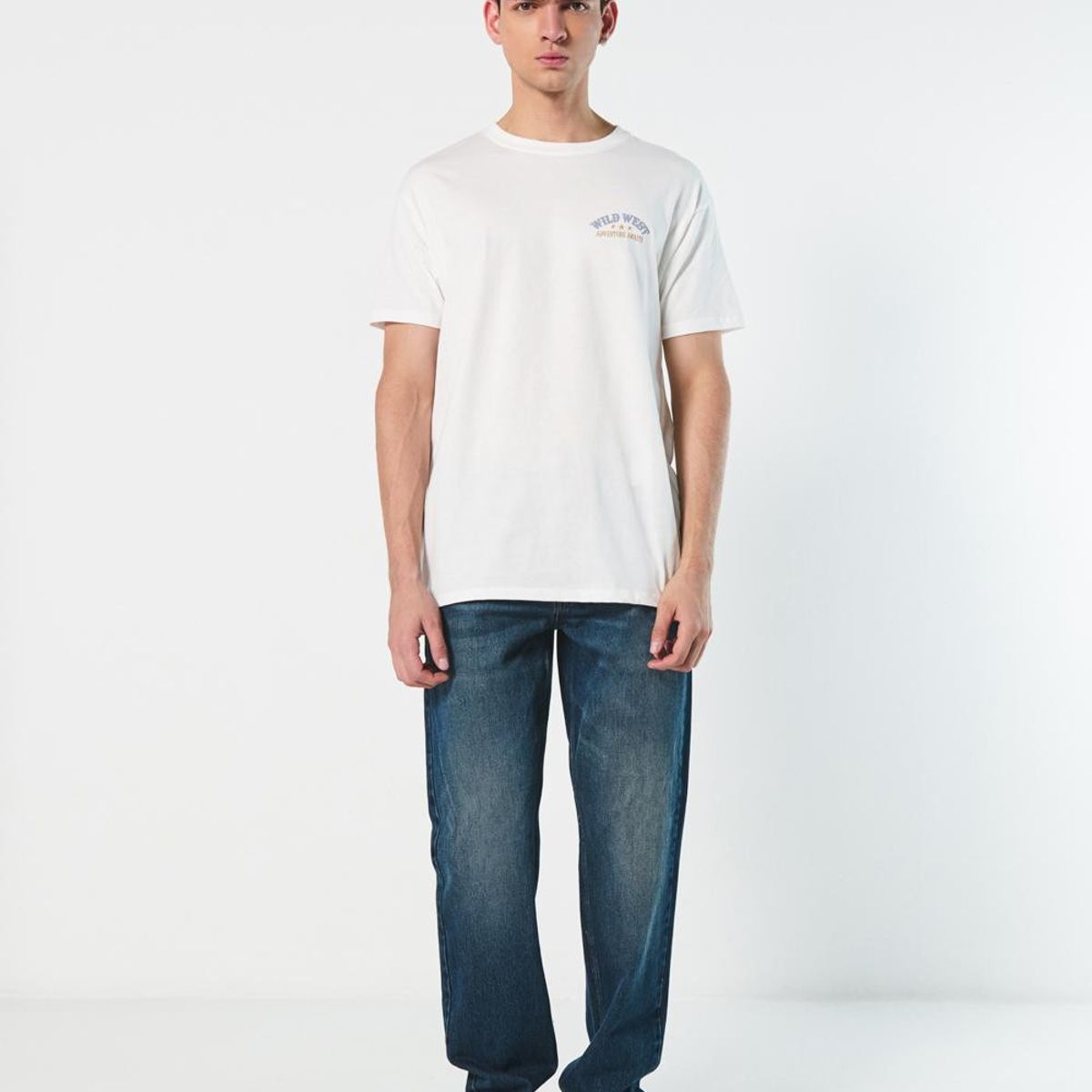 KOAJ - KOAJ Camiseta unicolor manga corta con estampados vaqueros Hombre