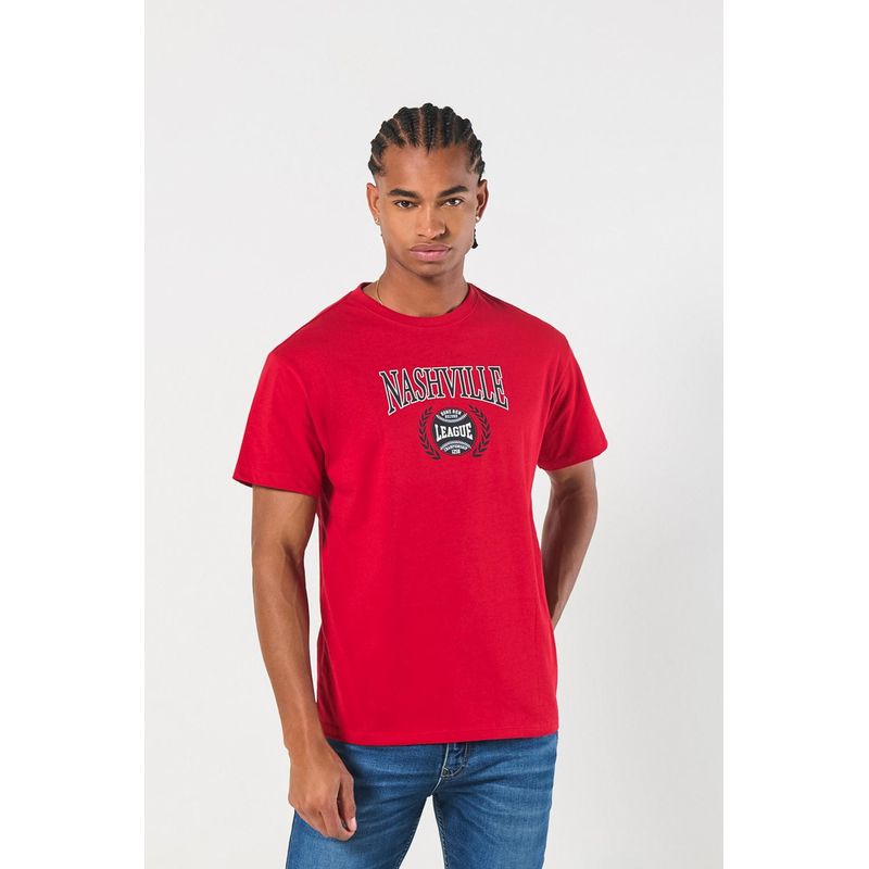 KOAJ - KOAJ Camiseta manga corta unicolor con estampado en frente est HOMBRE