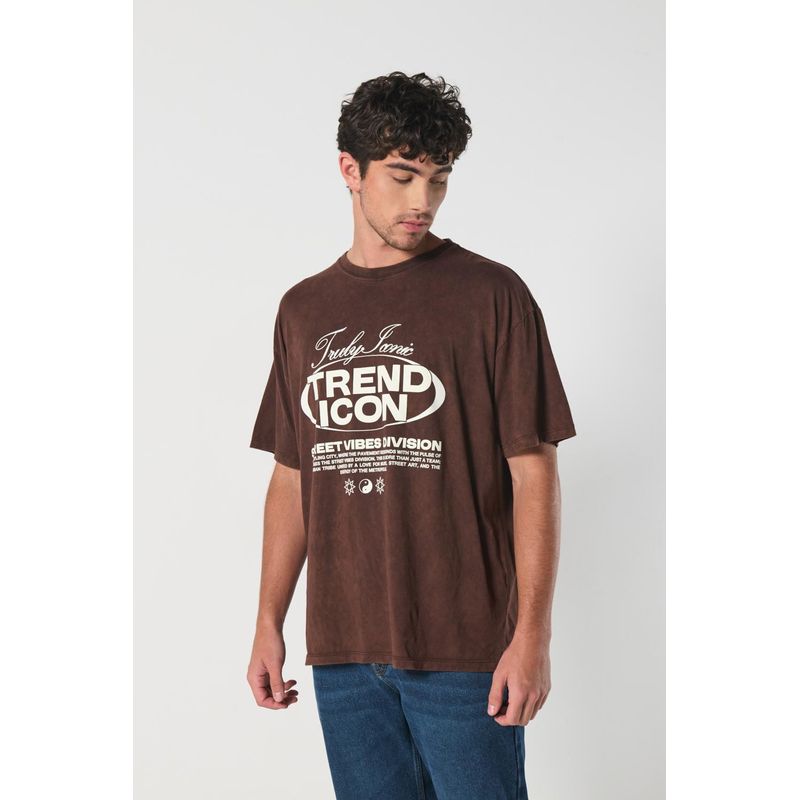 KOAJ - KOAJ Camiseta Oversize para hombre con estampado en frente  te HOMBRE