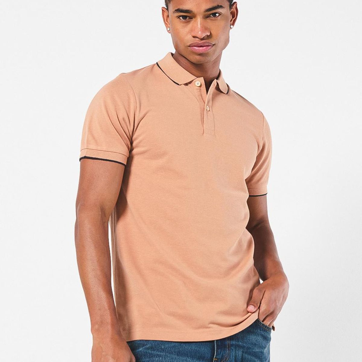 KOAJ - KOAJ Camiseta unicolor polo manga corta con doble botón Hombre