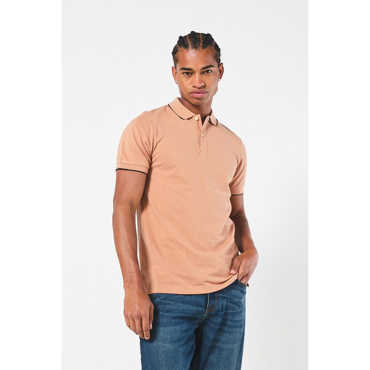 KOAJ - KOAJ Camiseta unicolor polo manga corta con doble botón Hombre