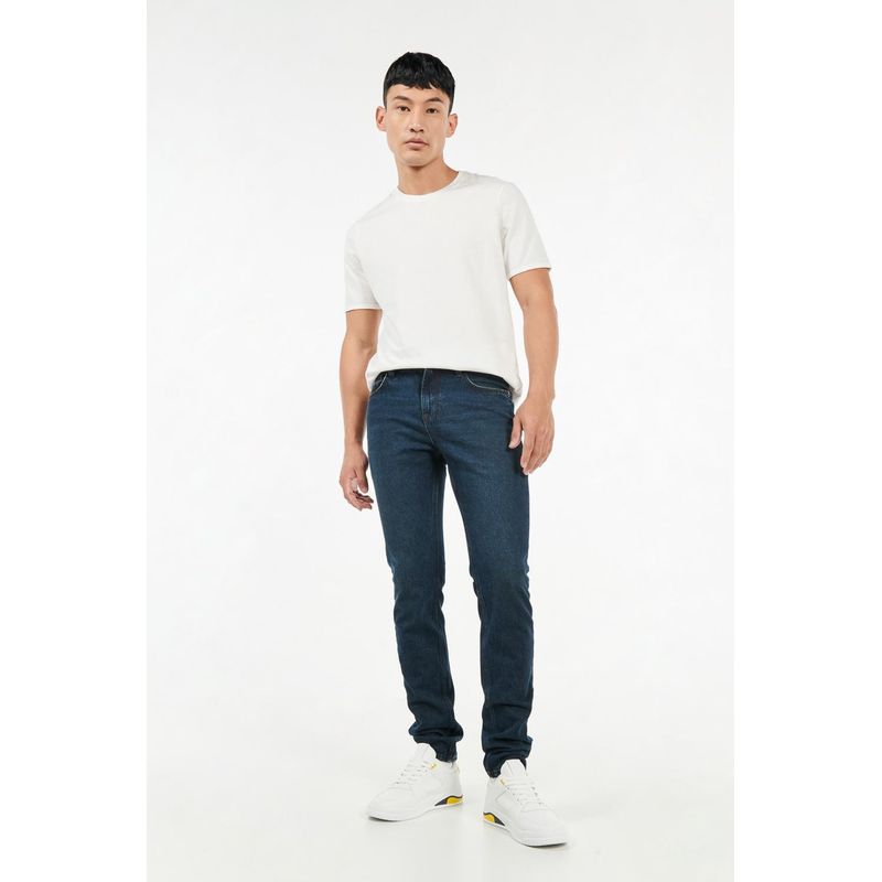 KOAJ - KOAJ Jean azul intenso tipo skinny con botón en la pretina y t HOMBRE