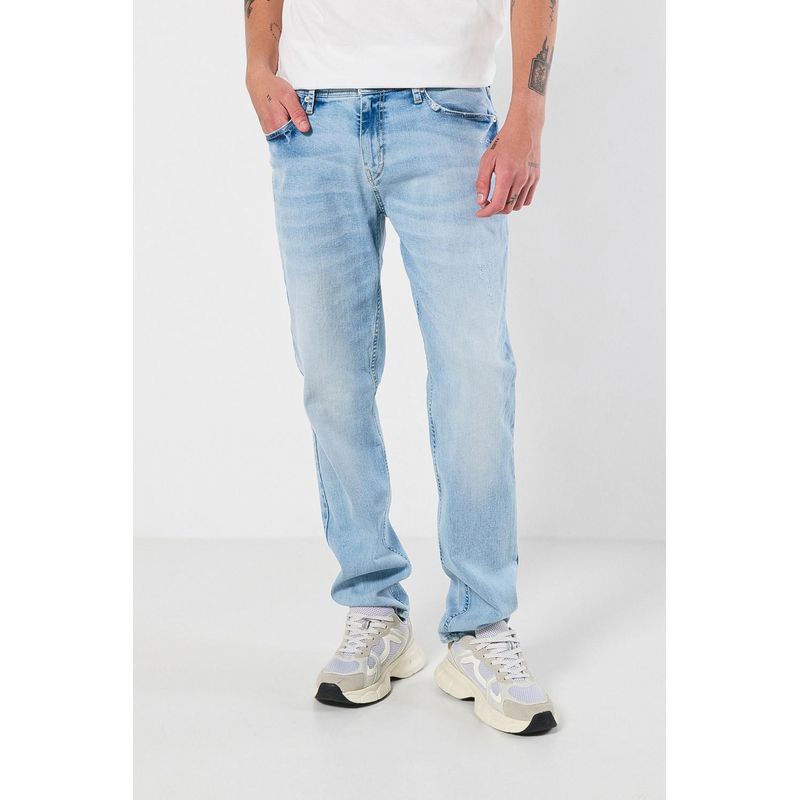KOAJ - KOAJ Jean slim azul claro ajustado tiro bajo con rotos HOMBRE